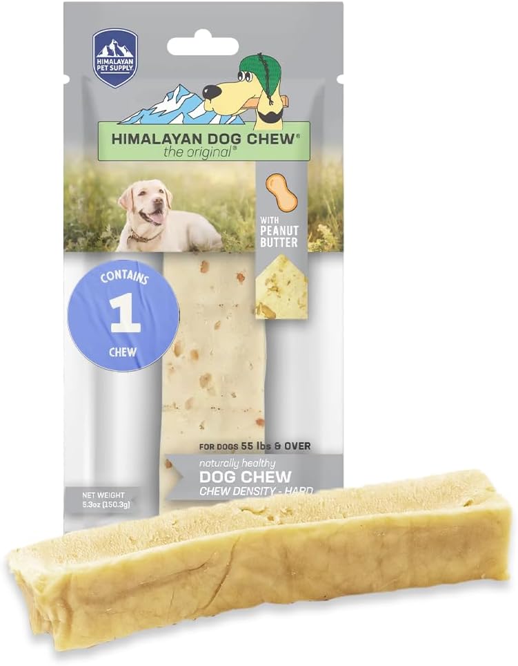 Himalayan Dog Chew Original Yak Cheese Dog Chew, Peanut Butter, 1 X-Large Stick, 5.3 Oz, Gluten Free, Healthy Dog Treats, Grain & Lactose Free 100% Natural, Long Lasting Dog Chews For Dogs Over 55 Lbs