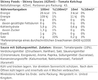 The Skinny Food Co. Skinny Sauce Tomato Ketchup, 250Ml