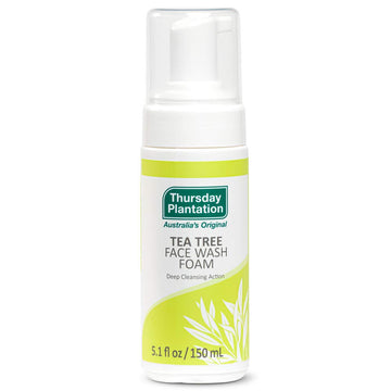 Thursday Plantation Tea Tree Face Wash Foam, Gentle Soap-Free Skin Cleanser, 5.1 Fl Oz