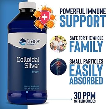 Trace Minerals | Colloidal Silver Liq | 30 PPM Safe Dose Bio-Active Silver Hydrosol Mineral Supplement, 99.99% Pure, Super-Oxygenated, Vegan | 16 Bottle (Pack of 1)