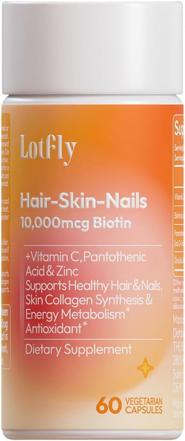 Biotin 10000 Mcg With Zinc Vitamin C & Calcium Pantothenate – Supports Healthy Hair Growth, Strong Nails & Glowing Skin For Women & Men | Made In The Usa | 60 Vegan Capsules (2 Months Supply)