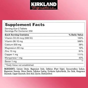 Kirkland Signature Calcium Citrate Magnesium and Zinc, 500 Tablets