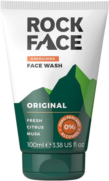 Rock Face Energising Face Wash For Men 100Ml | Everyday Face Wash | Fresh Citrus | For Smooth Skin | Alcohol Free (Pack Of 2)