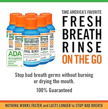 TheraBreath Fresh Breath Dentist Formulated Oral Rinse, Mild Mint, 3 Fl Oz (Pack of 6)