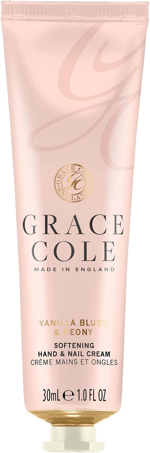 Grace Cole Vanilla Blush & Peony Moisturising Hand And Nail Cream 30Ml - Essential Oils - Vegan And Cruelty Free, No Sls Or Parabens - Made In England
