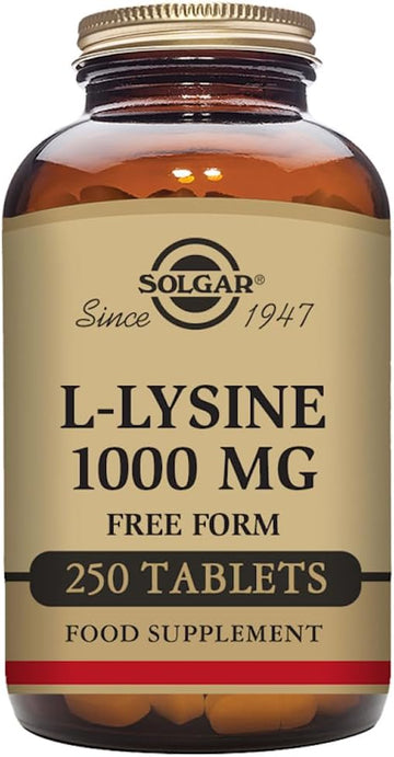 Solgar L-Lysine 1000 Mg, 250 Tablets - Enhanced Absorption And Assimilation - Promotes Integrity Of Skin And Lips - Collagen Support - Amino Acids - Non-Gmo, Vegan, Gluten Free - 250 Servings