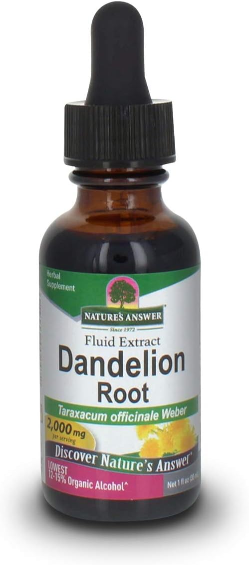 Nature's Answer Dandelion Root with Low Organic Alcohol 2000mg 1 Extract | Supports Liver Function | Gluten-Free, Kosher, Non-GMO | Single Count