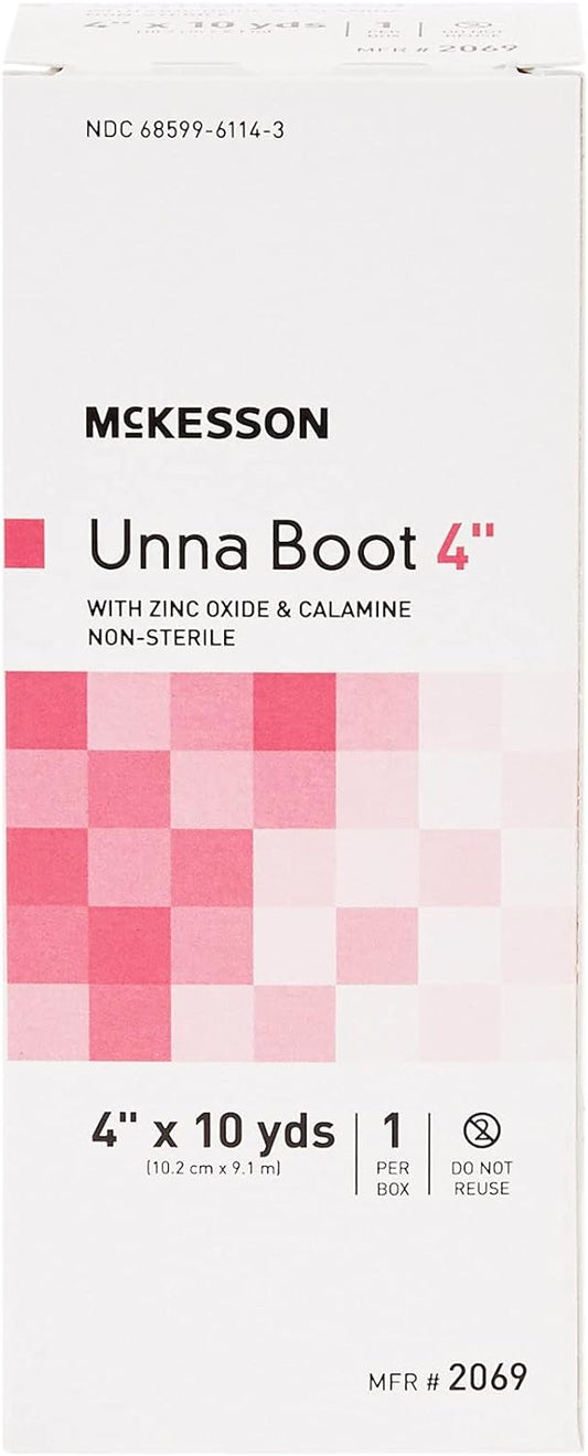 Mckesson Unna Boot With Zinc Oxide And Calamine, Non-Sterile, 4 In X 10 Yd, 1 Roll