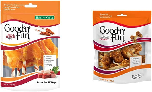 Good 'N' Fun Triple Flavor Wings and Chicken Flavor Dumbbells, Treat Your Dog : Pet Supplies