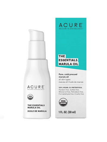 Acure The Essentials Marula Oil - Lightweight Moisturizer For Skin And Hair - Rich In Proteins & Omega Fatty Acids - Usda Certified Organic - Hydrates Dry Skin, Revitalizes Hair - Cold Pressed - 30 Ml