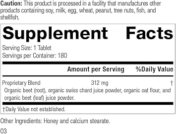 Standard Process Betafood - Digestive Health And Liver Support Supplement With Whole Food Blend Of Oat Flour, Organic Beet Root, And Organic Beet Juice - 180 Tablets