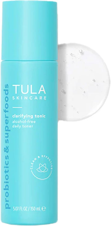 Tula Skin Care Clarifying Tonic Alcohol-Free Daily Toner - Face Toner To Gently Exfoliate And Tighten Pores, Contains Witch Hazel And Niacinamide, 5.07 Fl Oz