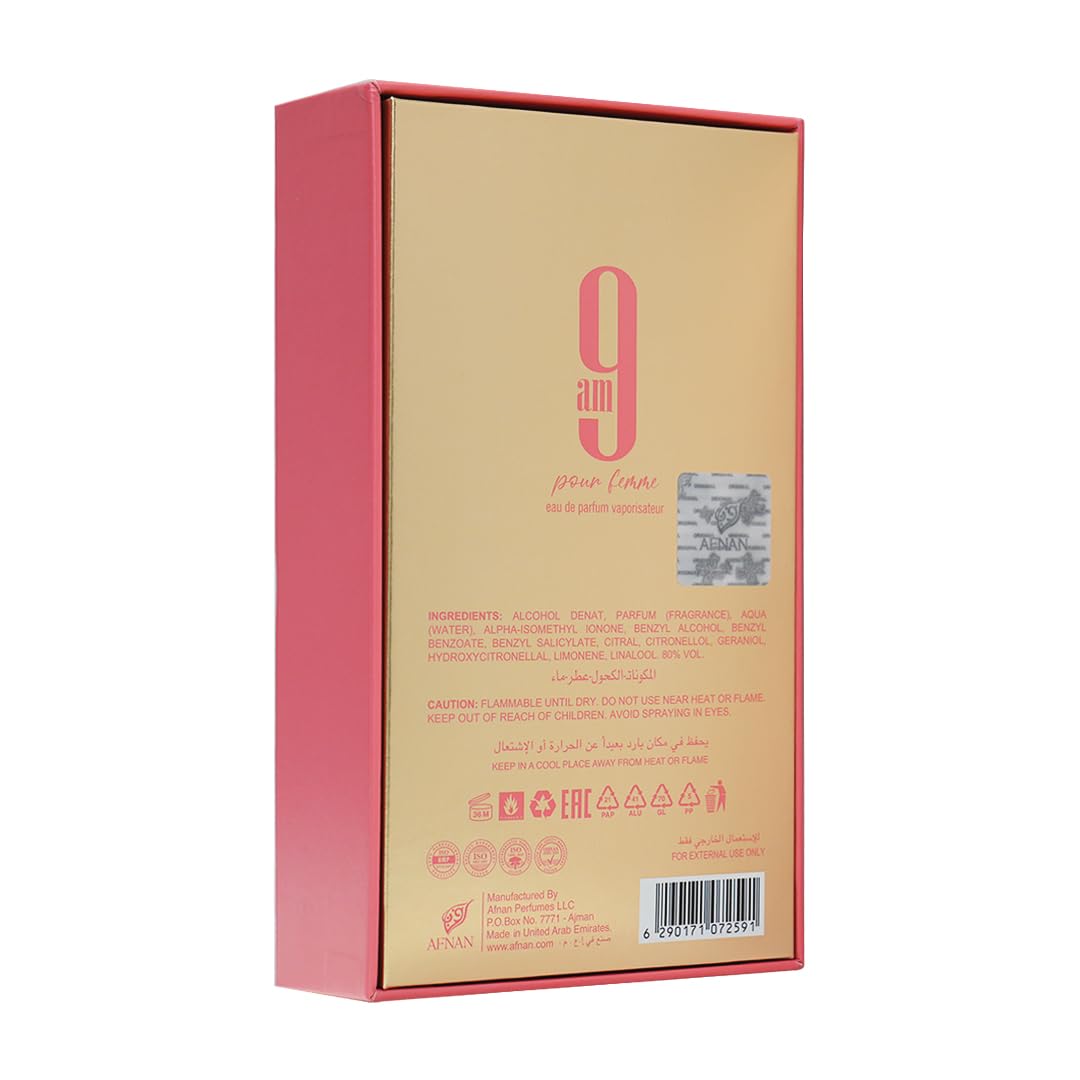 Afnan 9 Am Pour Femme Eau De Parfum, 3.4 Fl. Oz : Beauty & Personal Care