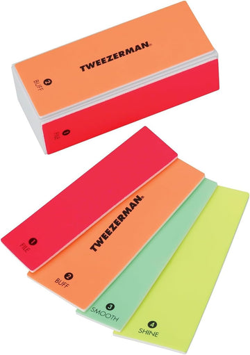 Tweezerman Nail Buffing Block 2 Pack - 4 Sided Nail Buffer Blocks For Filing, Buffing, Smoothing, And Shining Nails At Home