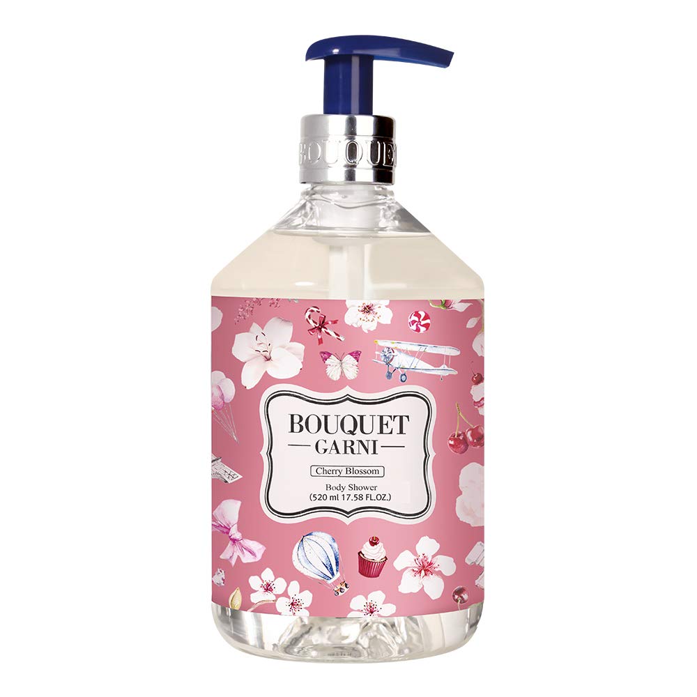 Bouquet Garni Body Shower Cherry Blossom - Unique Fragrance Decanting Engineering Method - Long Lasting Rich Fragrance - Gentle, Mild Cleansing Scented Body Wash With Natural Surfactant 17.9 Fl Oz