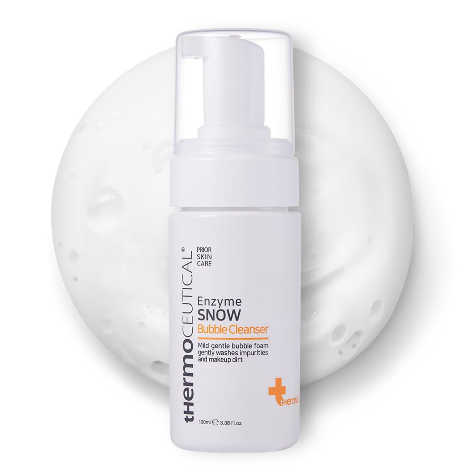 Thermoceutical Enzyme Snow Bubble Cleanser - Plant-Based Mousse Facial Wash, Papaya Enzyme, Refine Skin Texture, Micro Rich Bubbles, Gentle Cleansing, 3.38 Fl.Oz