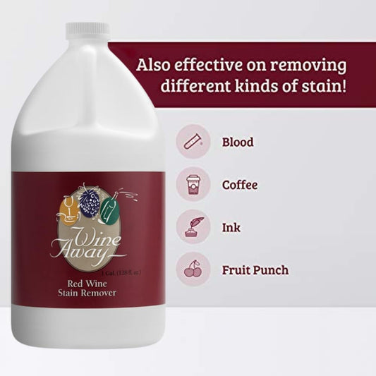 Wine Away Red Wine Stain Remover - Removes Wine Spots - Perfect Fabric Upholstery and Carpet Cleaner Spray Solution - Spray on Stain Wash and Resolve Laundry to Vanish Stain - Citrus Scent - 1 Gallon