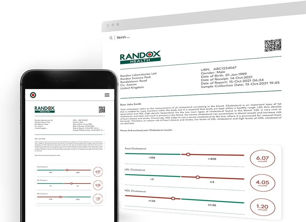 Heart Health Test | Cholesterol Test Kit | Cholesterol Blood Test | Total Cholesterol, HDL, LDL, Triglycerides | Randox Health | Personalised Health Report | Health Results in 2-3 Days : Amazon.co.uk: Health & Personal Care