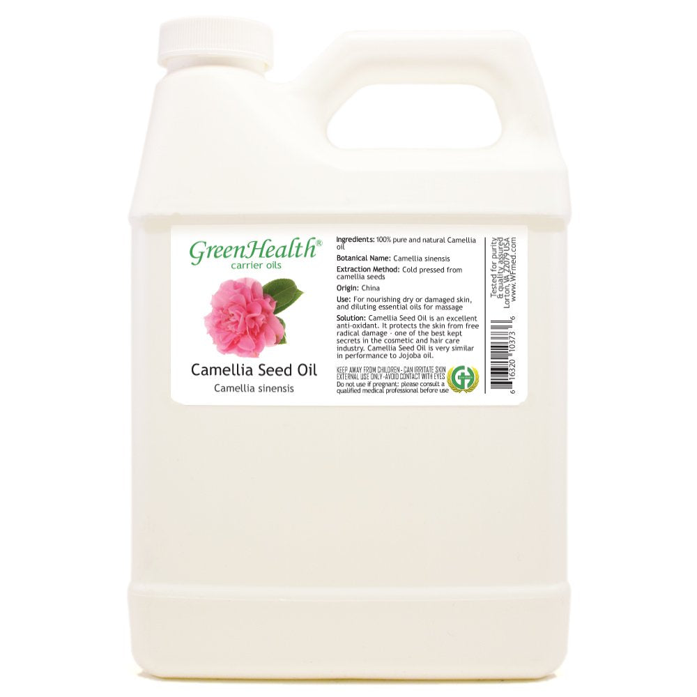 Camellia Seed Oil – 100% Pure Carrier Oil – Cold Pressed, Unrefined – 32 Fl Oz White Jug – For External Use : Massage Oils : Beauty & Personal Care