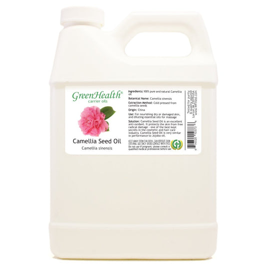 Camellia Seed Oil – 100% Pure Carrier Oil – Cold Pressed, Unrefined – 32 Fl Oz White Jug – For External Use : Massage Oils : Beauty & Personal Care
