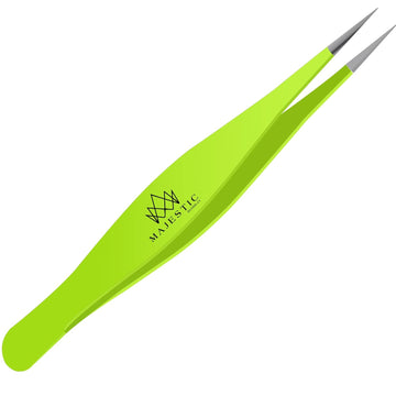 Majestic Bombay Fine Point Tweezers For Women And Men – Splinter Ticks, Facial, Brow And Ingrown Hair Removal–Sharp, Needle Nose, Surgical Tweezers Precision Pluckers Best Tweezers For Chin Hair