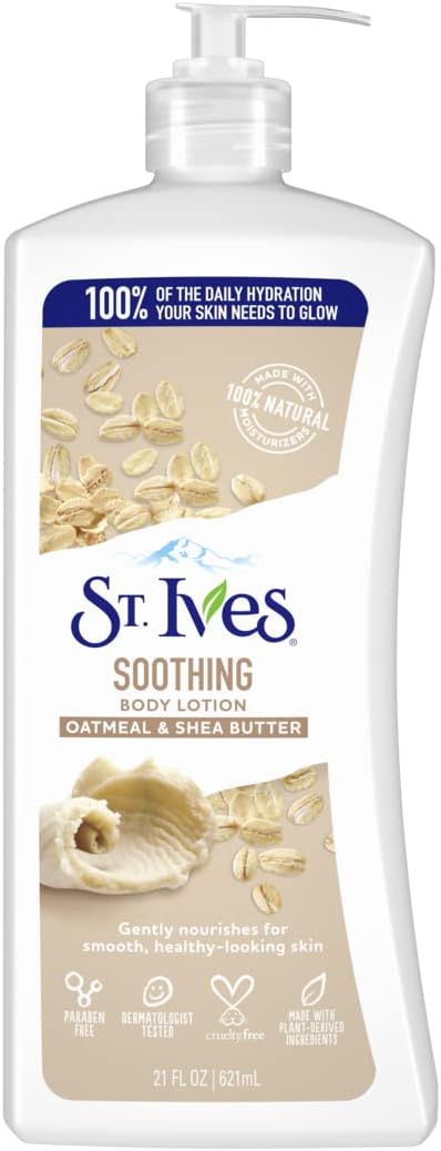 St. Ives Soothing Hand And Body Lotion Moisturiser For Dry Skin Oatmeal And Shea Butter Made With 100 Percent Natural Moisturizers 21 Oz, Pack Of 4