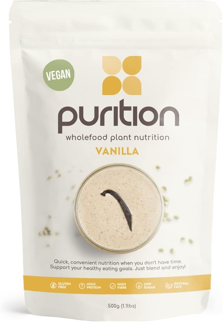 Purition Vegan Vanilla Dairy Free Natural Protein Powder For Keto Diet Shakes And Meal Replacements Shakes, 1 Bag (12 Serving)