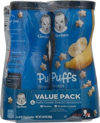 Gerber Puffs Banana & Strawberry Apple, 1.48 Ounce (Pack of 4)