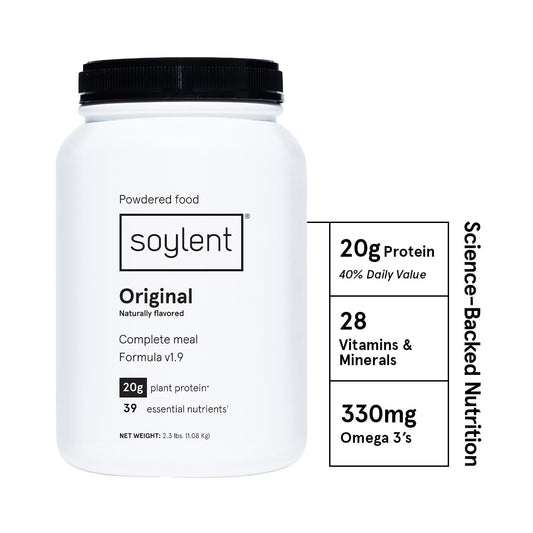 Soylent Complete Nutrition Meal Replacement Protein Powder, Original - Plant Based Vegan Protein, 39 Essential Nutrients - 36.8oz