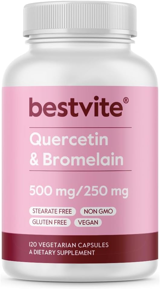 Bestvite Quercetin With Bromelain 500Mg/250Mg (240 Vegetarian Capsules) (120 X 2) - No Stearates - No Silicon Dioxide - Vegan - Non Gmo - Gluten Free
