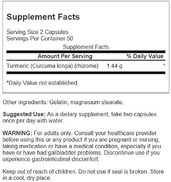 Swanson Premium Brand Turmeric Whole Root Powder, 720 mg, 100 Gelatin Caps