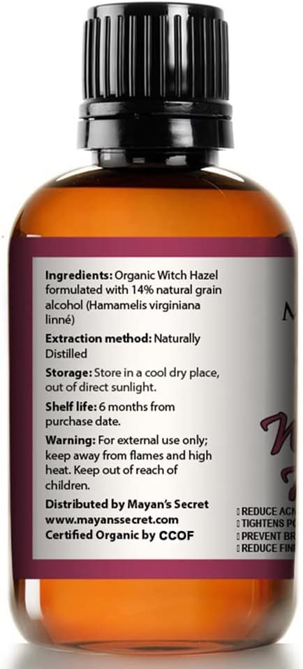 Usda Certified Organic Witch Hazel Toner By Mayan'S Secret Facial Toner