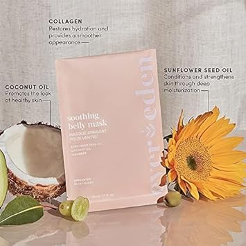 Evereden Soothing Belly Mask - 4 Belly Masks for Pregnant Women 1st & 2nd Trimester - Hydrating, Nourishing, & Soothing Pregnancy Skin Care Belly Masks - Clean & Vegan Pregnancy & Maternity Products : Beauty & Personal Care