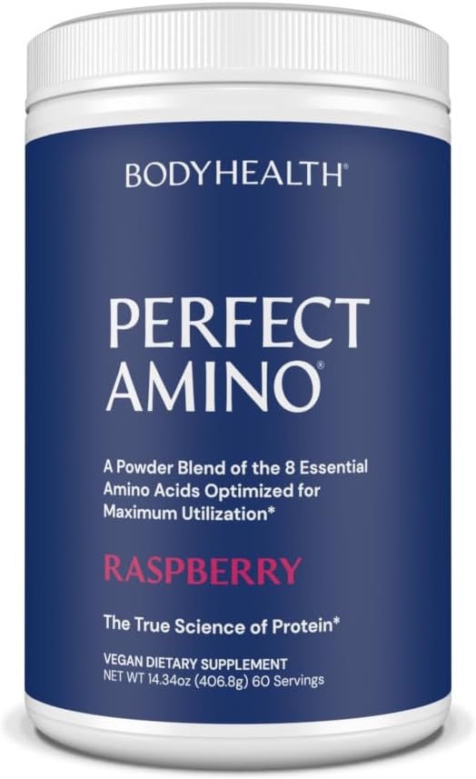 Bodyhealth Perfectamino Powder - Bcaa And Eaa Powder For Pre And Post Workout - Amino Acid Energy Drink Powder For Men And Women To Support Lean Muscle And Recovery - Raspberry - 60 Servings