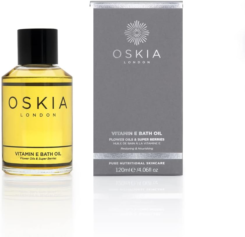 Oskia Vitamin E Bath Oil – Soothing Bath Oil With Vitamin E, Almond Oil & Chamomile For Hydrated, Soft Skin – 200Ml