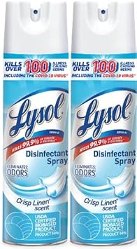 Lysol Disinfectant Spray, Sanitizing And Antibacterial Spray, For Disinfecting And Deodorizing, Crisp Linen, 19 Fl. Oz (Pack Of 2)