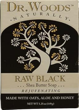 Pack Of 2 X Dr. Woods Bar Soap Raw Black - 5.25 Oz