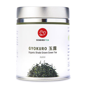 Senbird Organic Gyokuro, Japanese Shade Grown Green Tea - Isshin From Kyoto Japan - Imperial Loose Leaf Green Tea In Airtight Tea Tin (1.76Oz/50G)