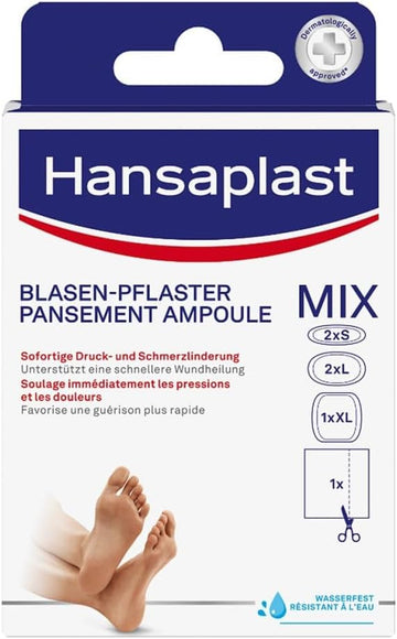 Hansaplast Sos Mix Pack Blasenpflaster Alle Größen + Druckstopp Pflaster, 6 Pcs. Patch