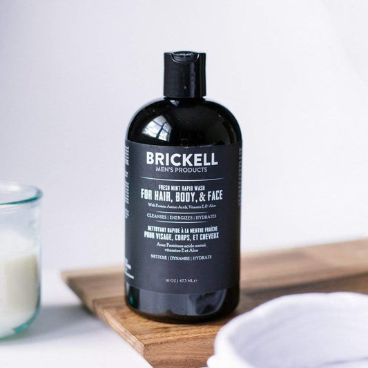 Brickell Men'S Rapid Wash, Natural And Organic 3 In 1 Body Wash Gel For Men, 16 Ounce, Fresh Mint Scent