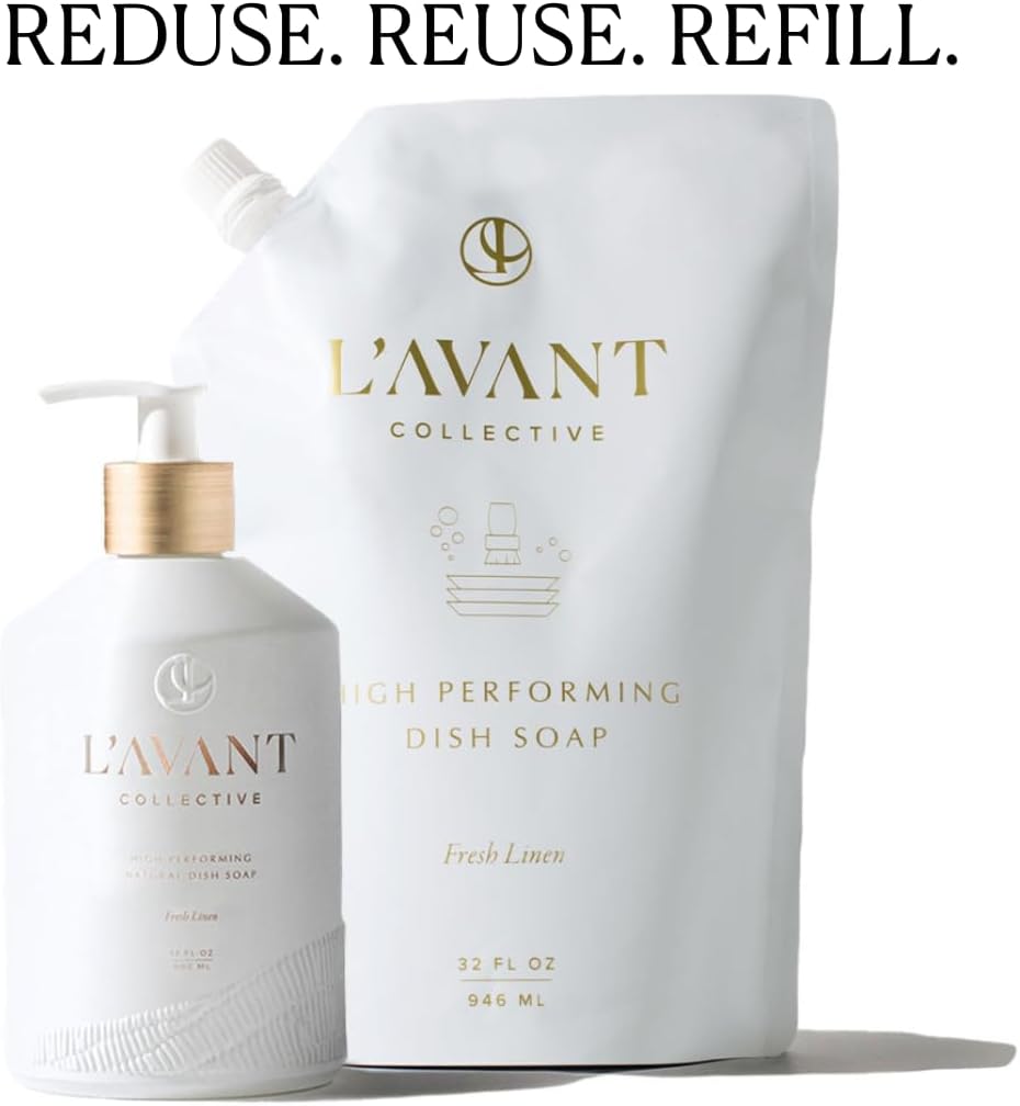 L'AVANT Collective High Performing Dish Soap Refill | Plant-Based Ingredients & High Performing Formula | Fresh Linen Scent | 32 FL oz/946 mL : Health & Household