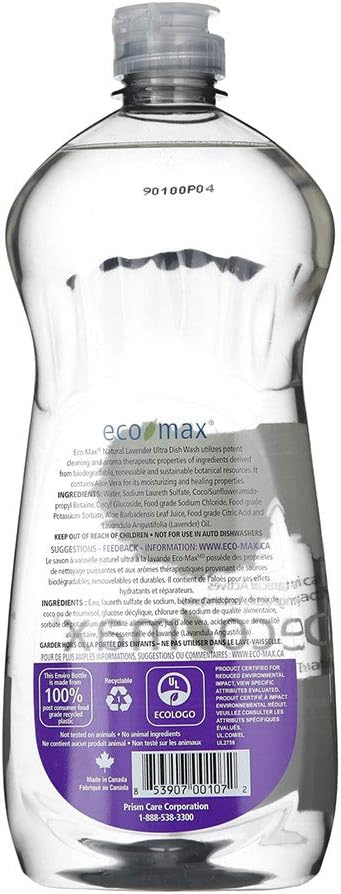 ECOMAX Natural Lavender Dish Wash, 740 ML