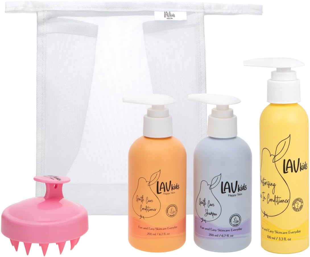 Lav Kids Natural Hair Care Bundle For Daily Use, Algae Extract And Moisturizing In Mesh Bag (3)