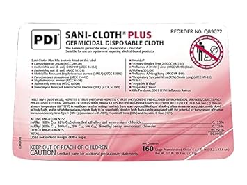 Pdi Q89072 Sani-Cloth Plus Germicidal Disposable Cloths, 160/Tub : Health & Household