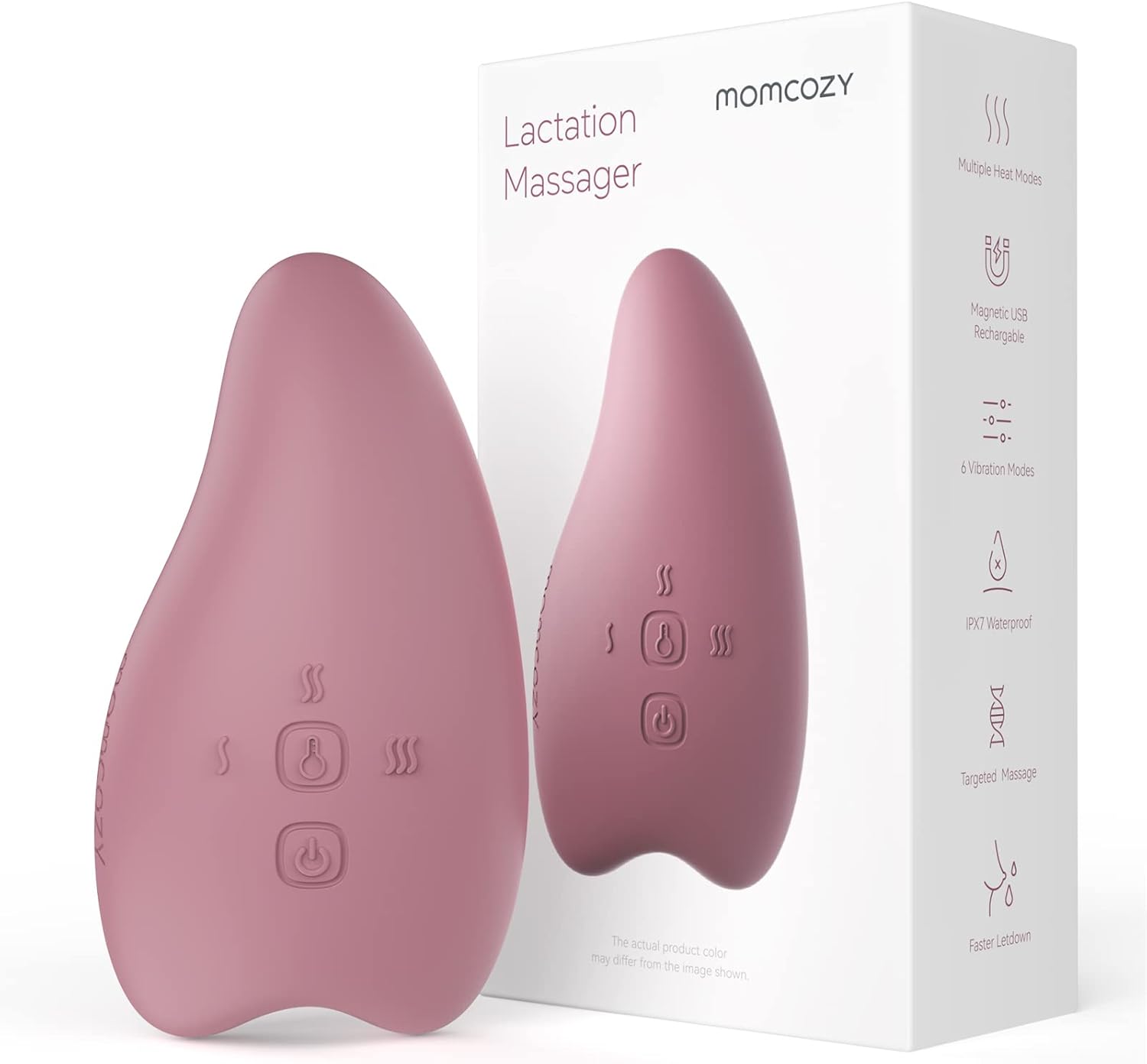 Momcozy Warming Lactation Massager 2-In-1, Soft Breast Massager For Breastfeeding, Heat + Vibration Adjustable For Clogged Ducts, Improve Milk Flow, Engorgement