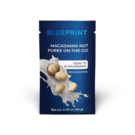 Blueprint Bryan Johnson Macadamia Nut Puree On The Go - 1 Ingredient - Superfood Promoting Healthy Heart Health - No Added Sugar - Non Dairy, Vegan, Non Gmo, Keto Friendly (12 Servings)