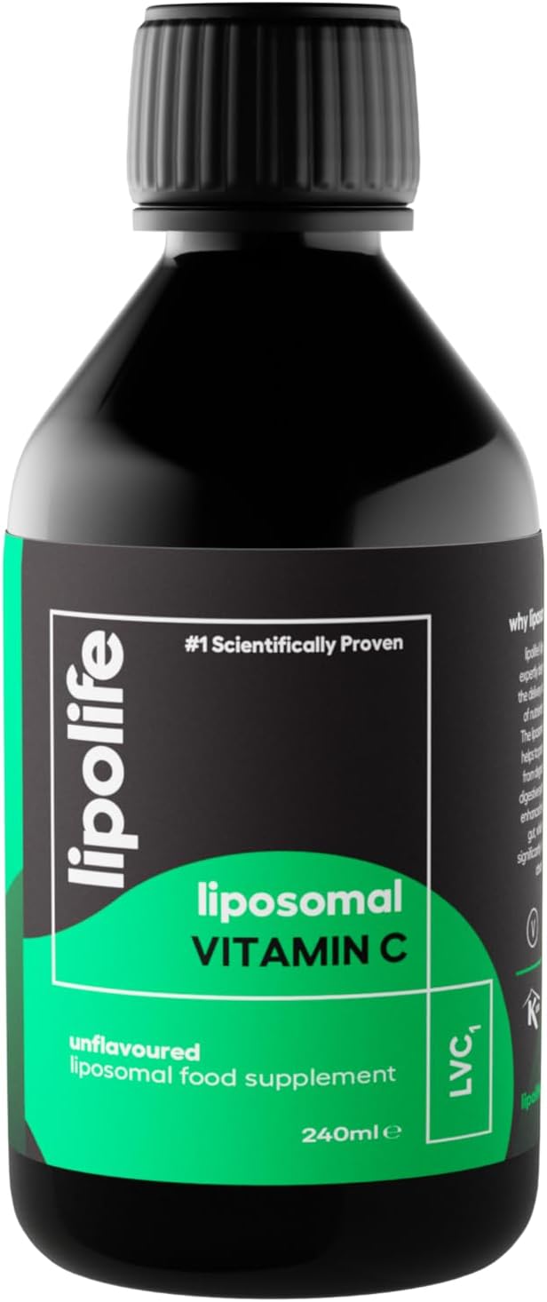 Lipolife Liposomal High Strength Vitamin C - 48 Servings 1000Mg Unflavoured. Lvc1 Made In Uk To Gmp Standards. Vegan Gluten-Free (Lipolife Gold) | Vitamin C Liquid