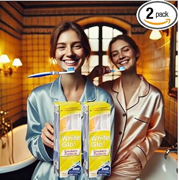 White Glo Smokers Formula Whitening Toothpaste Pack 150G -Pack Of 2 (With Sanitral 50 Pcs Dental Floss Stick Included As A Gift)