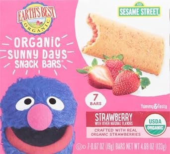 Earth's Best Organic Sunny Days Snack Bars for Toddlers Strawberry with Other Natural Flavors, 0.67 Oz, 7 Ct