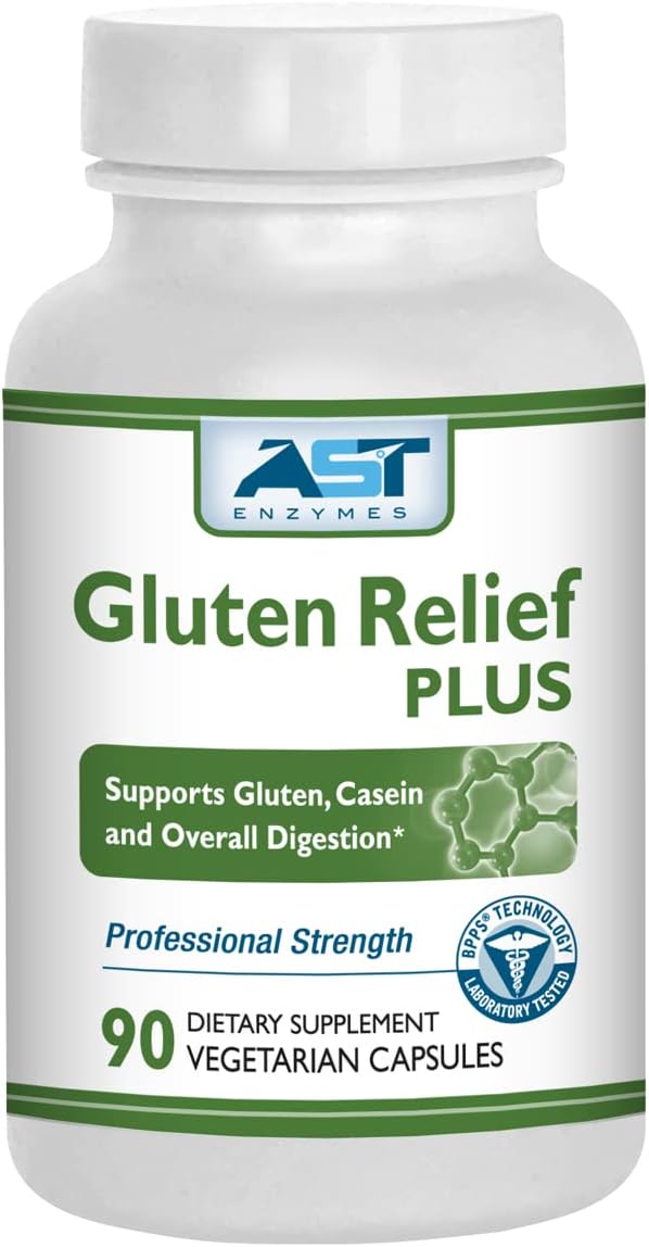 Gluten Relief Plus – 90 Vegetarian Capsules - Gluten Digestion Support – Premium Natural Digestive Enzyme Formula - Contains Dpp-Iv Enzyme Complex – Ast Enzymes
